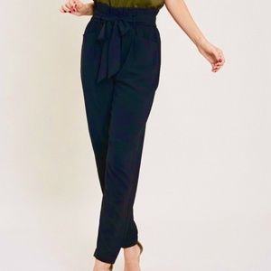 Ci Sono by Cavalini Navy Blue Paper Bag Pants